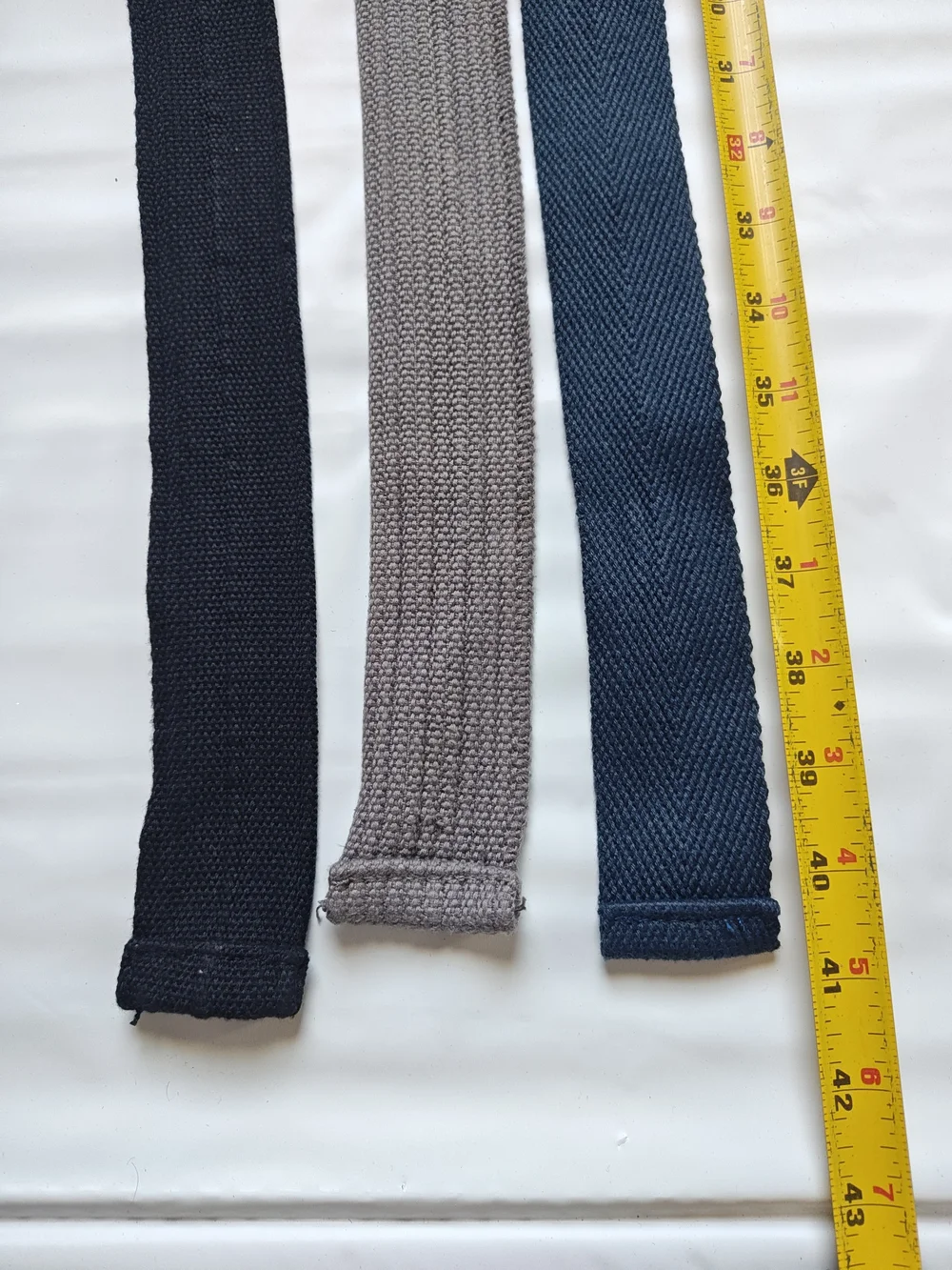 Lot of 3 Webbed Canvas D-Ring Belts Size 32 Casual Fabric Strap Navy Black Gray